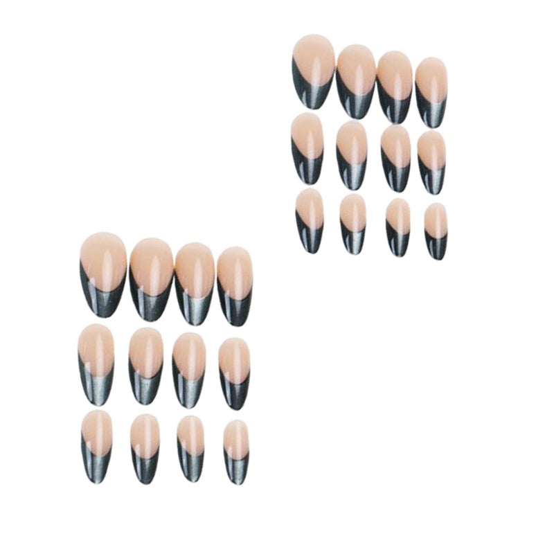 SINHOT Stiletto Press on Nails Long - Dark Green Fake Nails Glossy Glue on Nails French Tip Acrylic Nail Supplies Almond Artificial Nail Art Stick on False Nails with Design DIY 24 pcs - Image 3